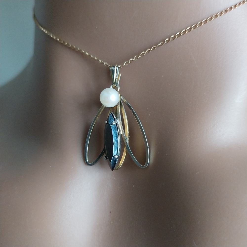 14/ 20 KGF Gold Necklace Pendant and 14/20 KGF Real Pearl Earring Set - Picture 3 of 16